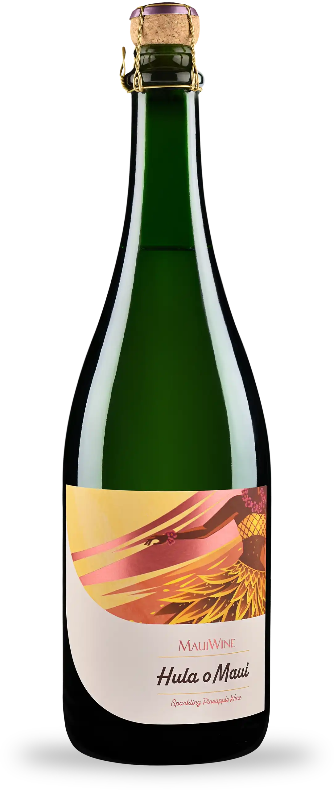 Bottle of Hula o Maui sparkling pineapple wine