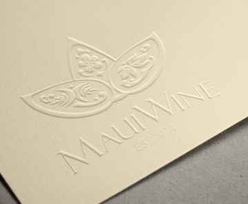 MauiWine logo embossed on cream paper